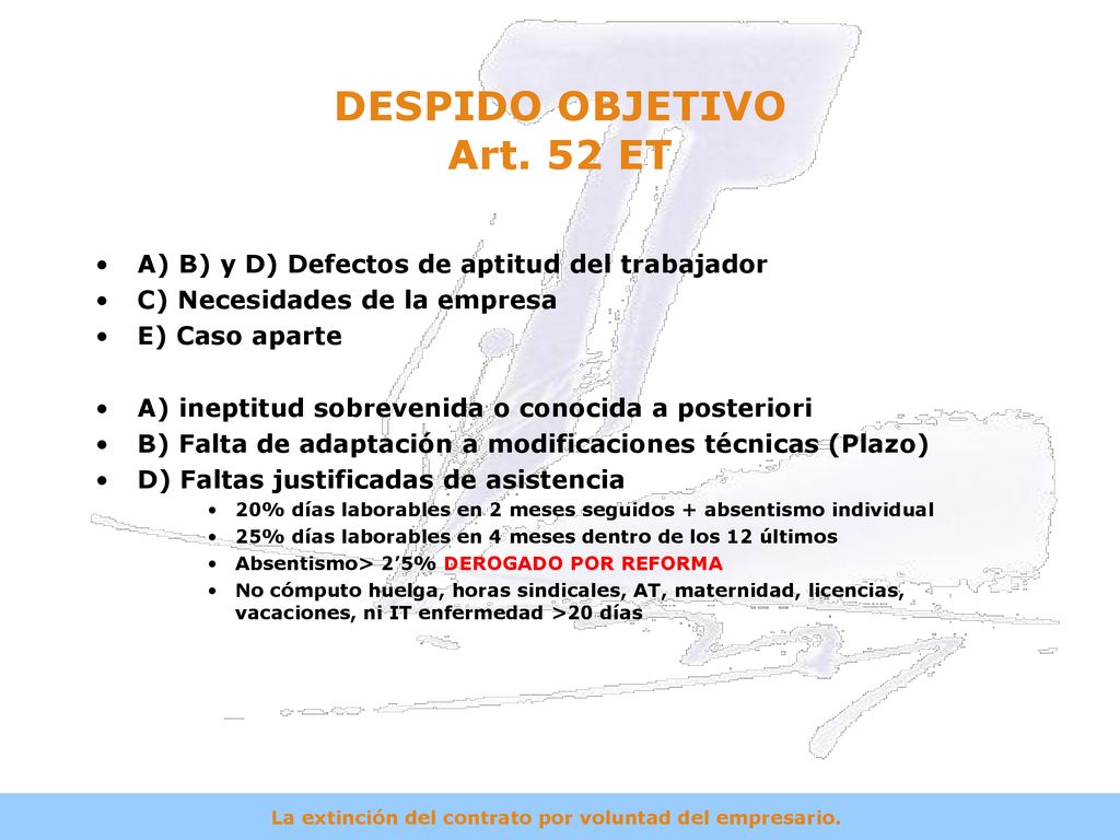 LA EXTINCIÓN DEL CONTRATO POR VOLUNTAD DEL EMPRESARIO ppt descargar